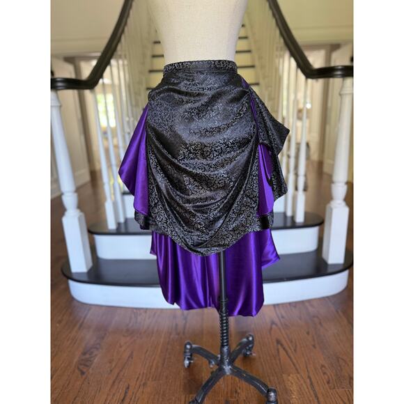 Vintage Costume Hi-Low Bustle Skirt Victorian Goth SteamPunk Burlesque Cosplay - Picture 3 of 13